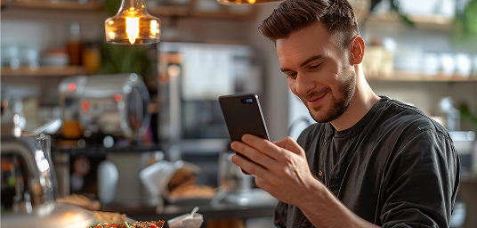 Home chef joining ChefOM on a mobile phone